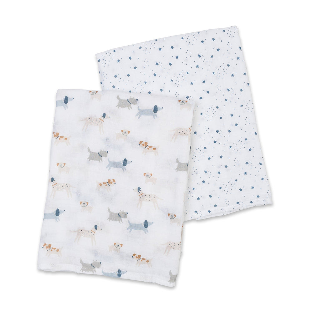 2 Pack Cotton Swaddles - Puppy Dogs / Stars