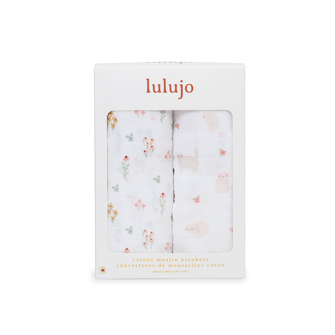 2 Pack Cotton Swaddles - Kitty Cat / Flower Field