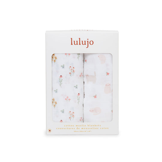 2 Pack Cotton Swaddles - Kitty Cat / Flower Field