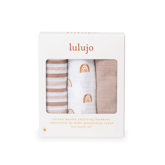 3 Pack Mini Muslin Cloths - Rainbows