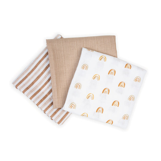 3 Pack Mini Muslin Cloths - Rainbows