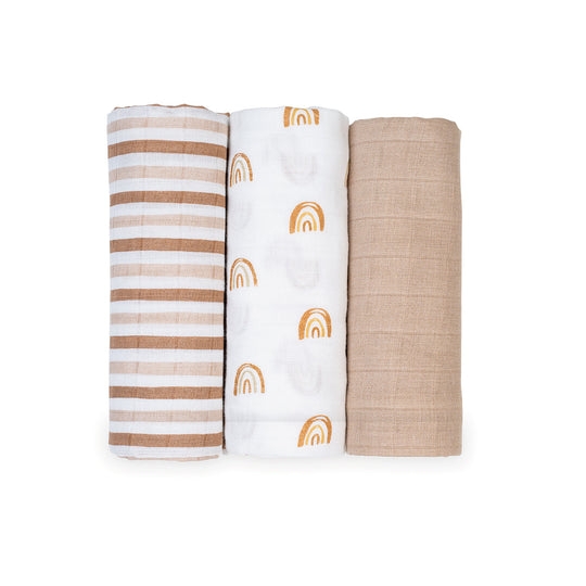 3 Pack Mini Muslin Cloths - Rainbows