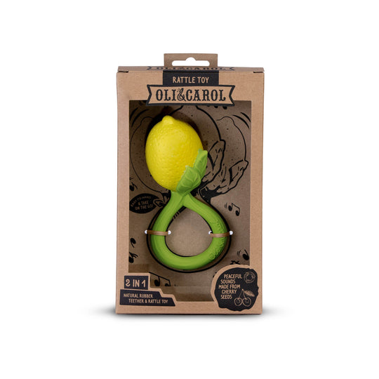 Oli & Carol Lemon Baby Rattle & Teether