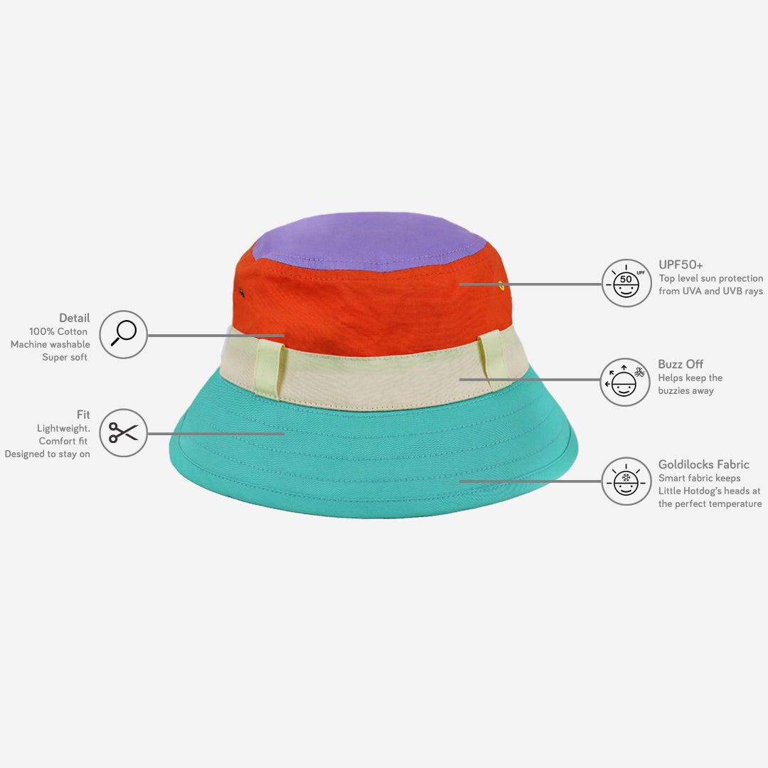 Bucket Hat 'The Adventurer' | Multi-Coloured Stripes - Moo Like a Monkey