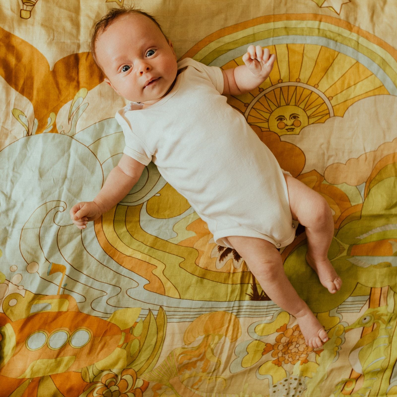 Organic Cotton and Bamboo Swaddle | Beneath The Waves - Moo Like a Monkey