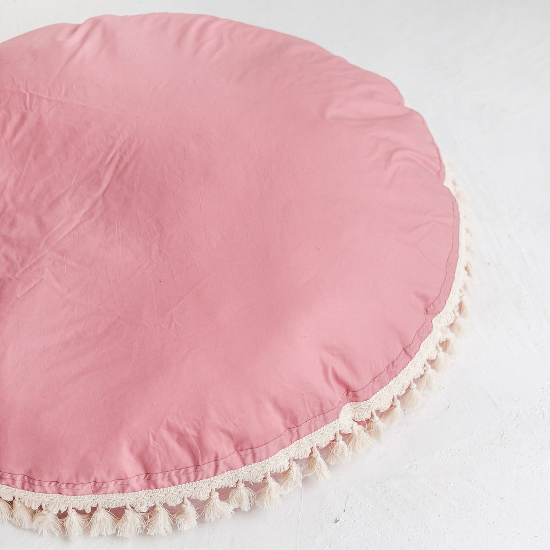 Large Floor Cushion - Rose With Tassels