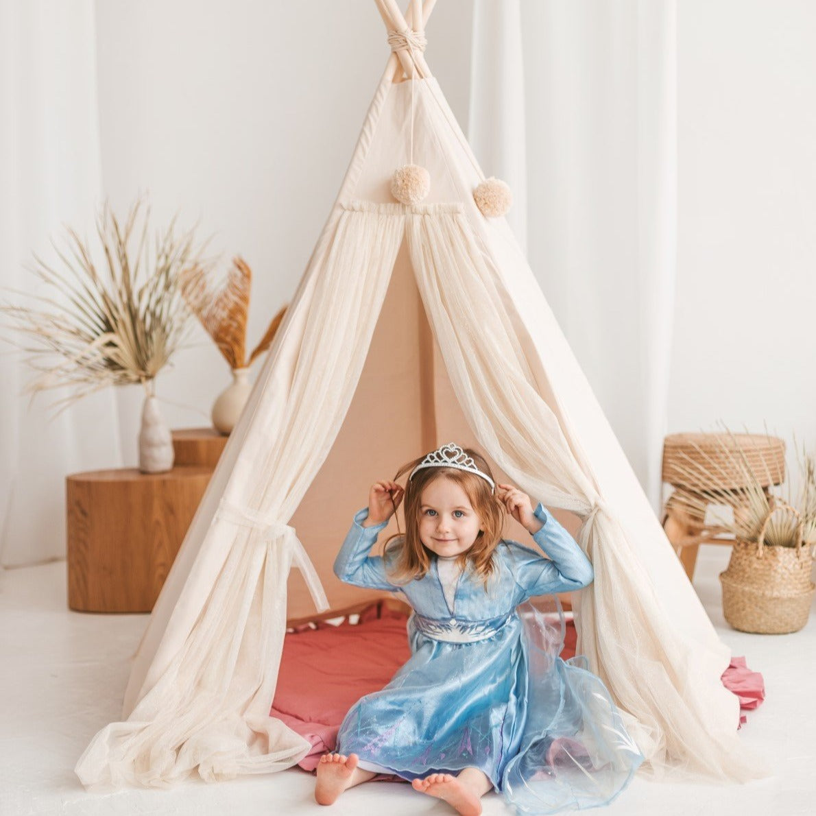 Fairy Teepee Play Tent With Tulle Ecru Moo Like a Monkey