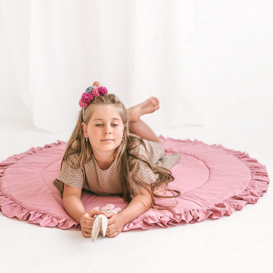 MINICAMP Kids Playmat with Ruffled Border in Rose