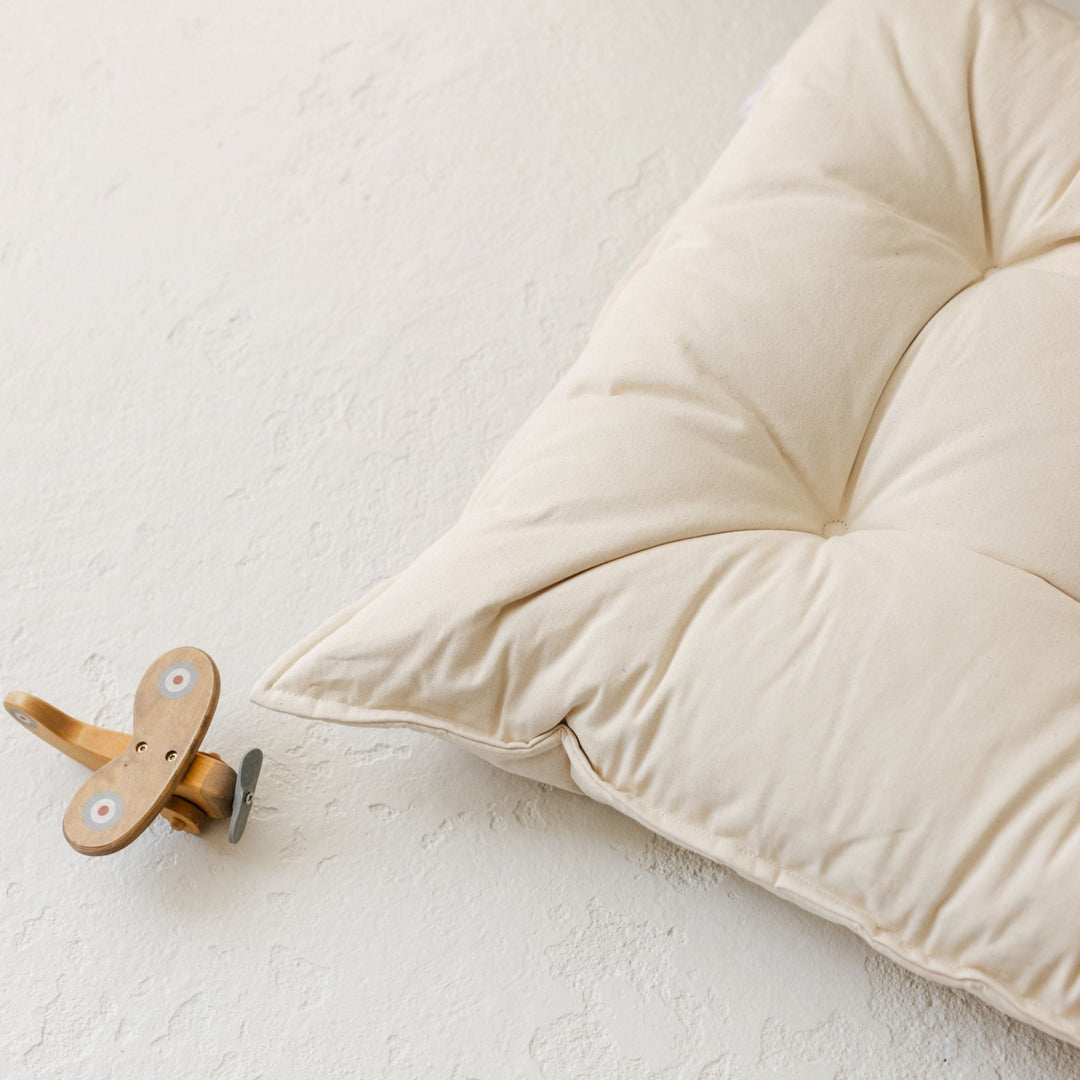 French Style Canvas Floor Cushion | Ecru