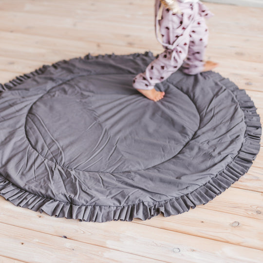 MINICAMP Kids Playmat with Ruffled Border in Grey