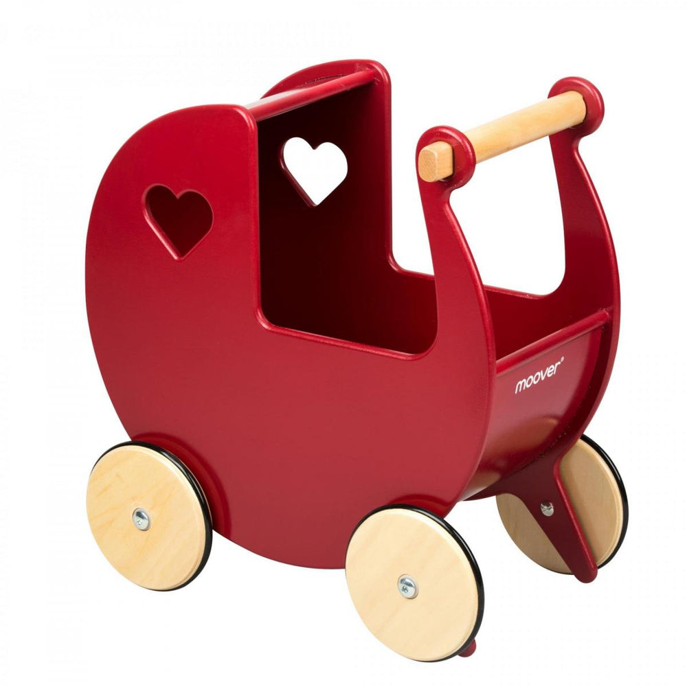 Moover Wooden Dolls Pram - Red