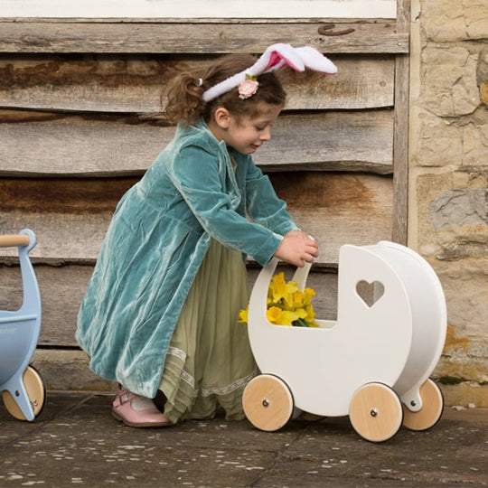 Moover Wooden Dolls Pram - White