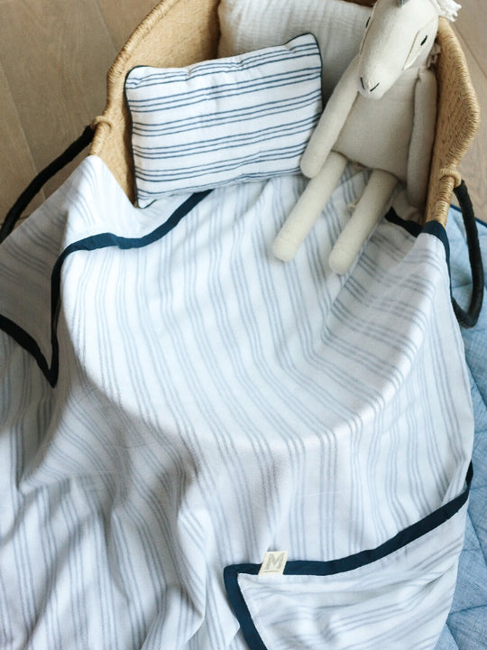 Cotton Dohar Baby Blanket - Cairo Blue Striped