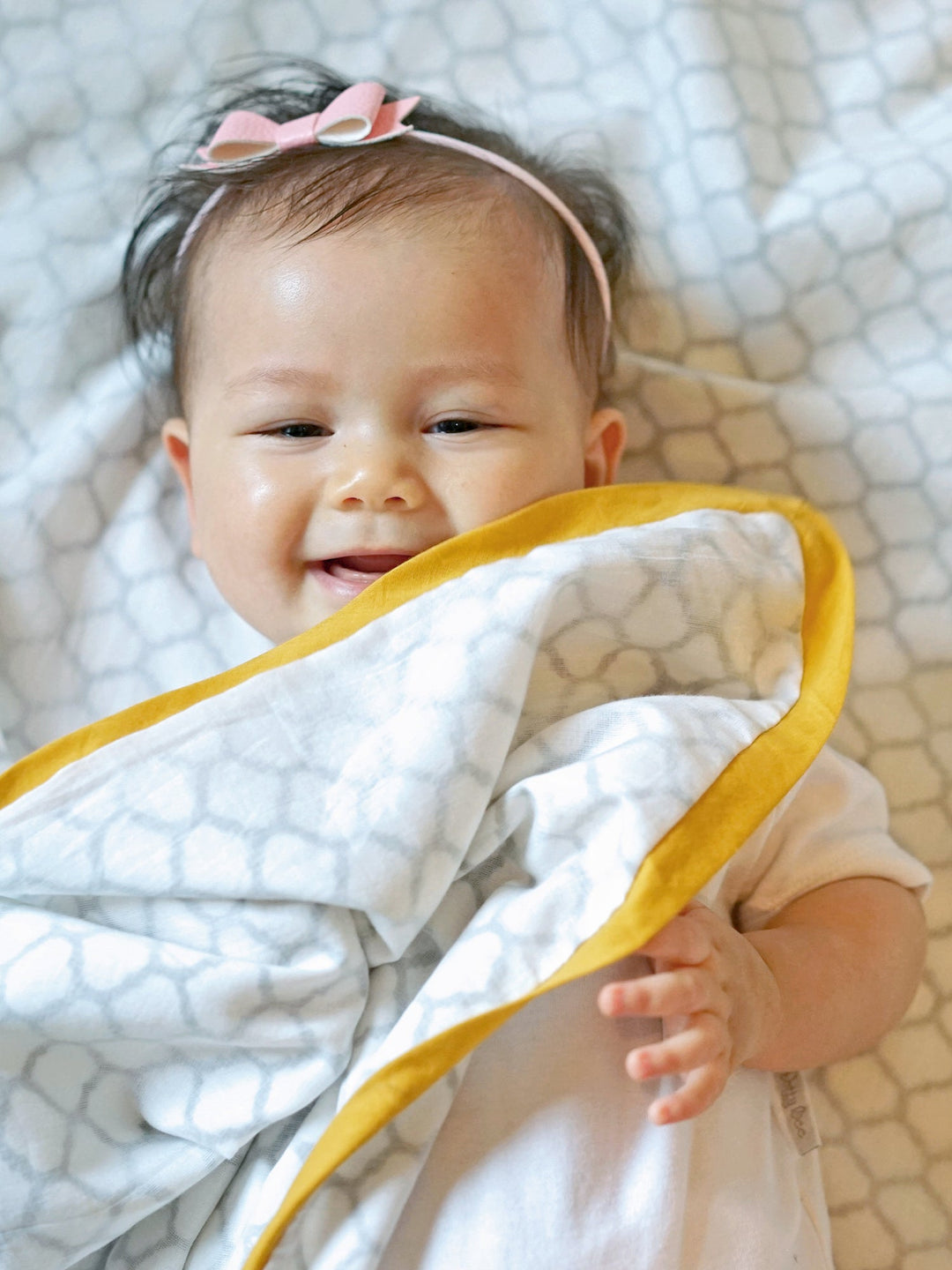 Cotton Dohar Baby Blanket - Erawan Mustard Print