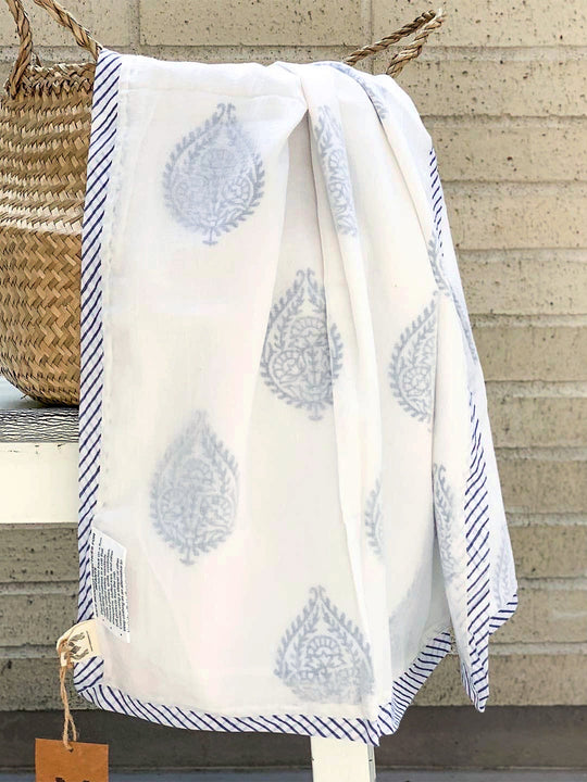 Cotton Dohar Baby Blanket - Blue Fort Print