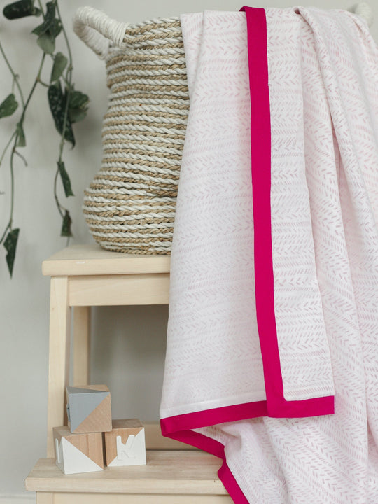 Cotton Dohar Baby Blanket - Provence Pink