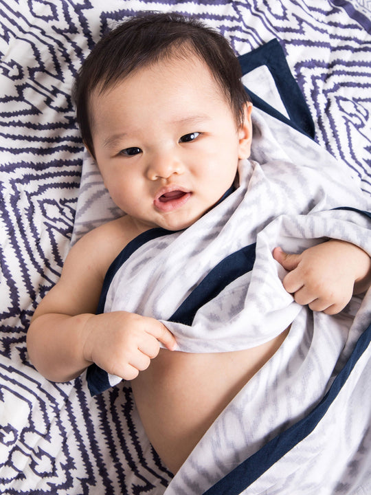 Cotton Dohar Baby Blanket - Southside Blue Print