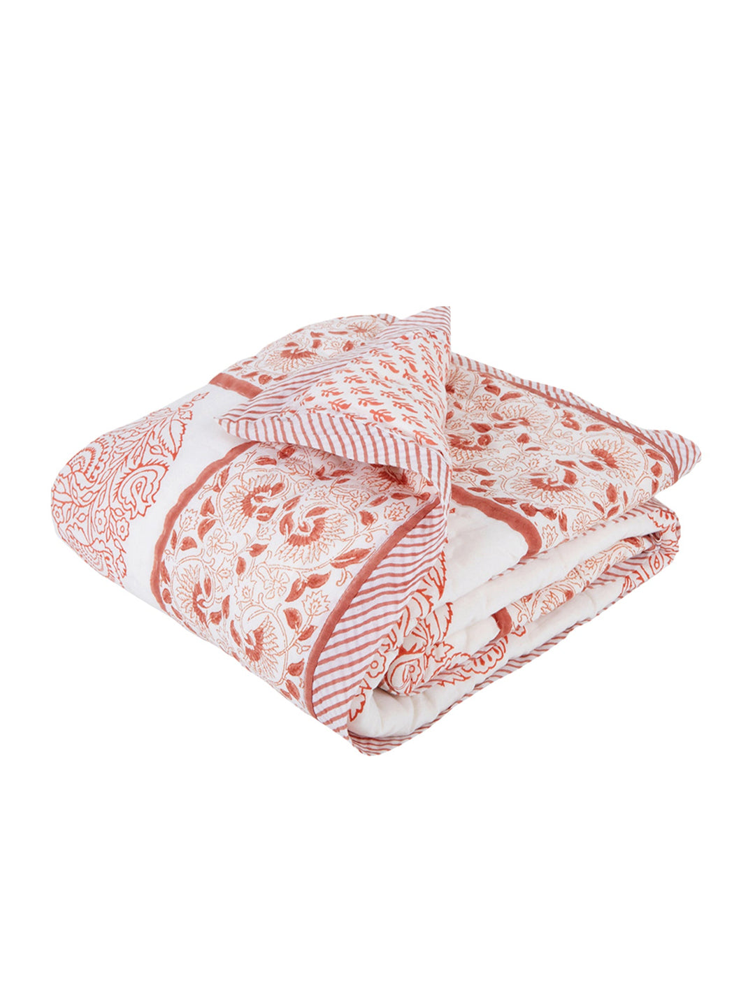 Block Printed Cotton Baby Quilt - Pink City Print
