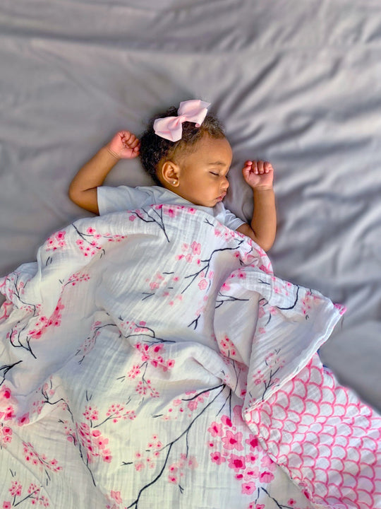 Organic Reversible Snug Blanket - Cherry Blossom