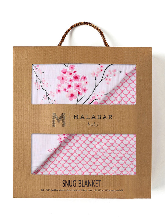 Organic Reversible Snug Blanket - Cherry Blossom