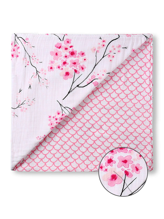 Organic Reversible Snug Blanket - Cherry Blossom