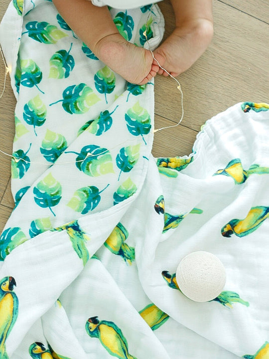 Organic Reversible Snug Blanket - Parrots