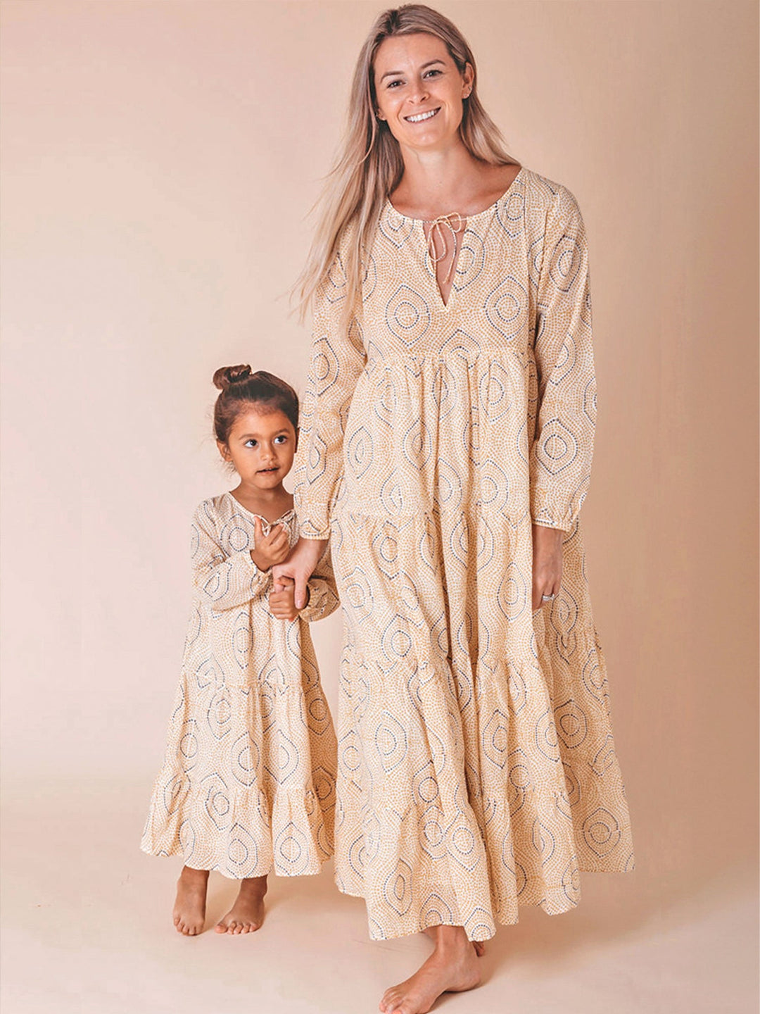 Block Printed Kaftan Child Dress - Oia