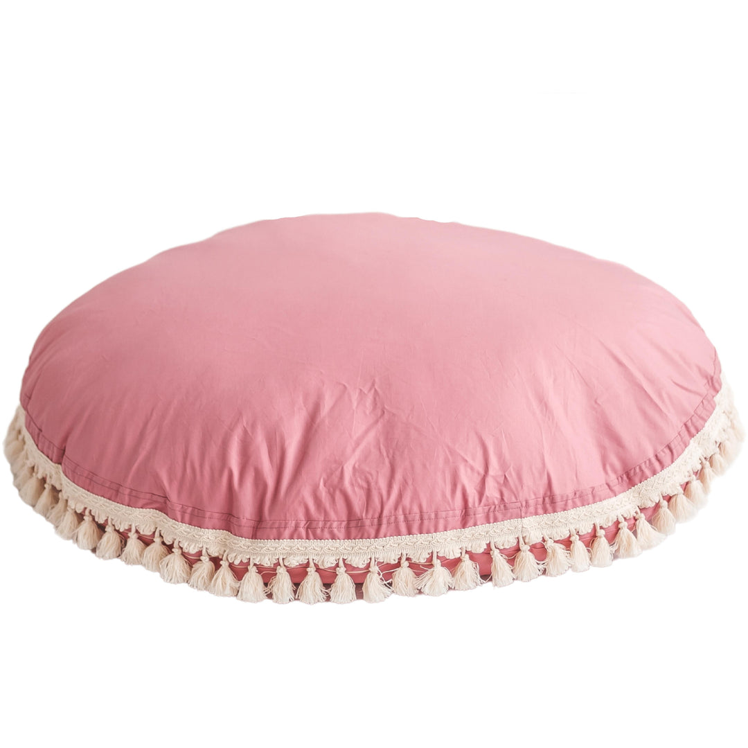 Large Floor Cushion - Rose With Tassels