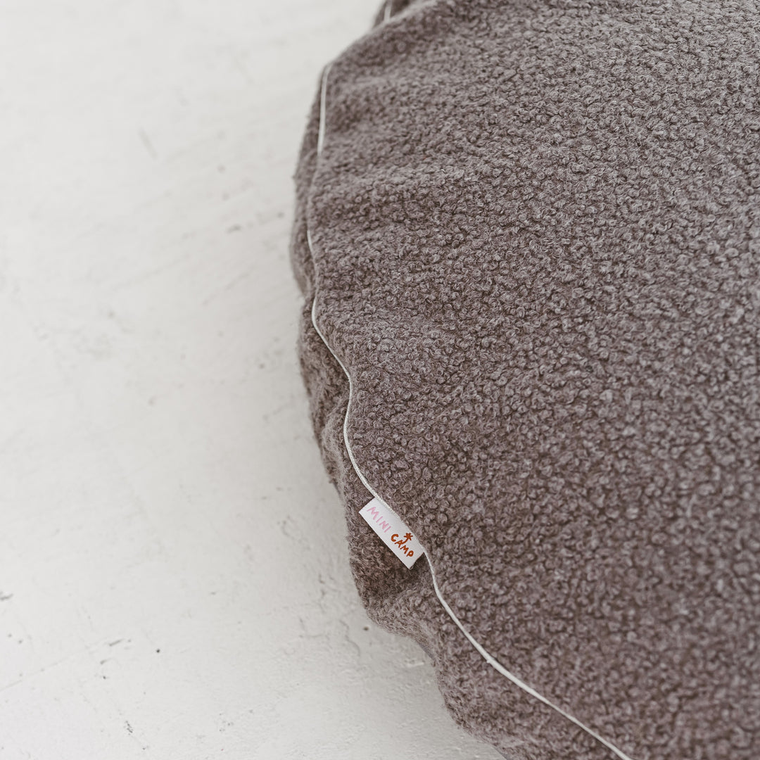 Boucle Fabric Kids Floor Cushion in Grey