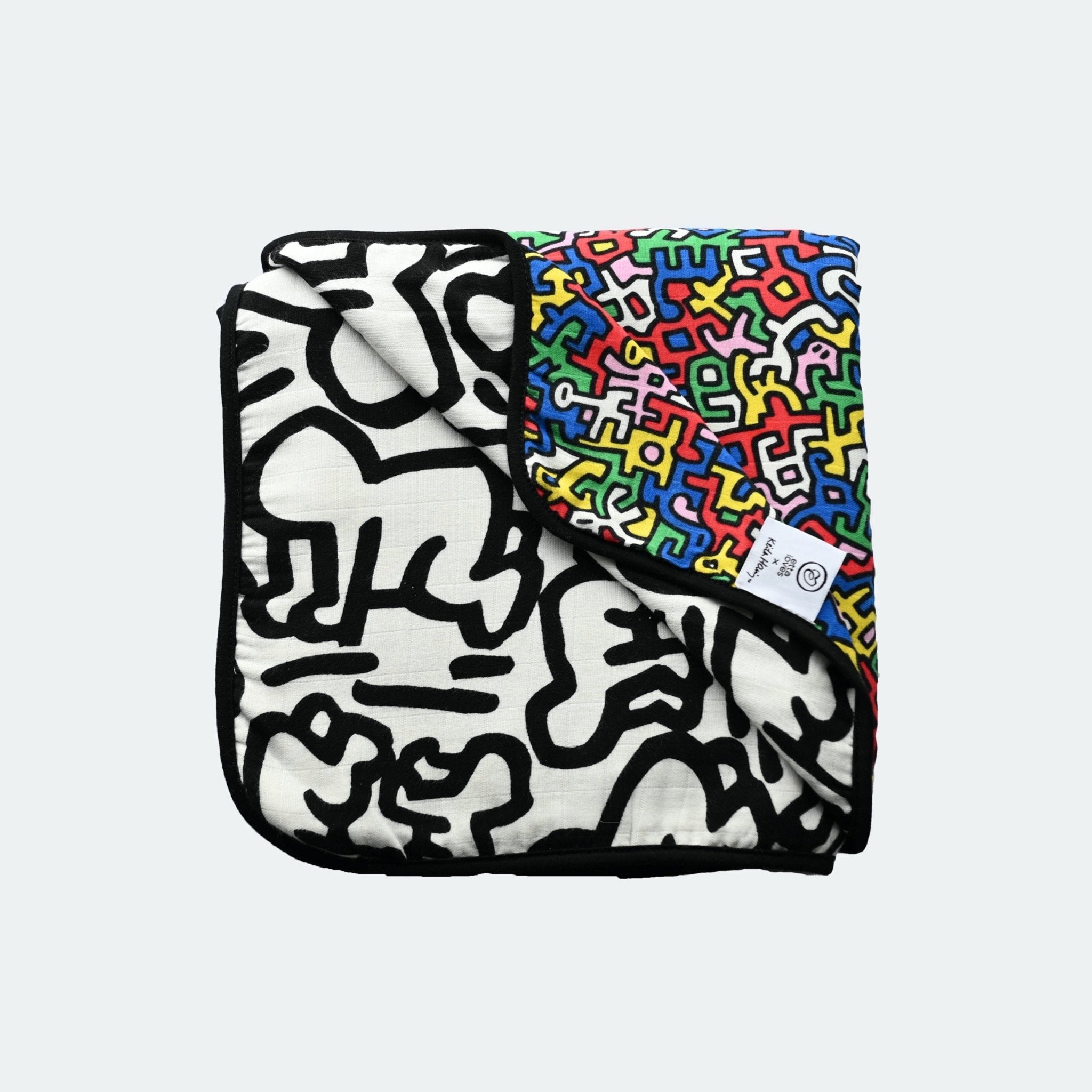 Etta Loves x Keith Haring | Reversible Muslin Blanket - Moo Like a Monkey