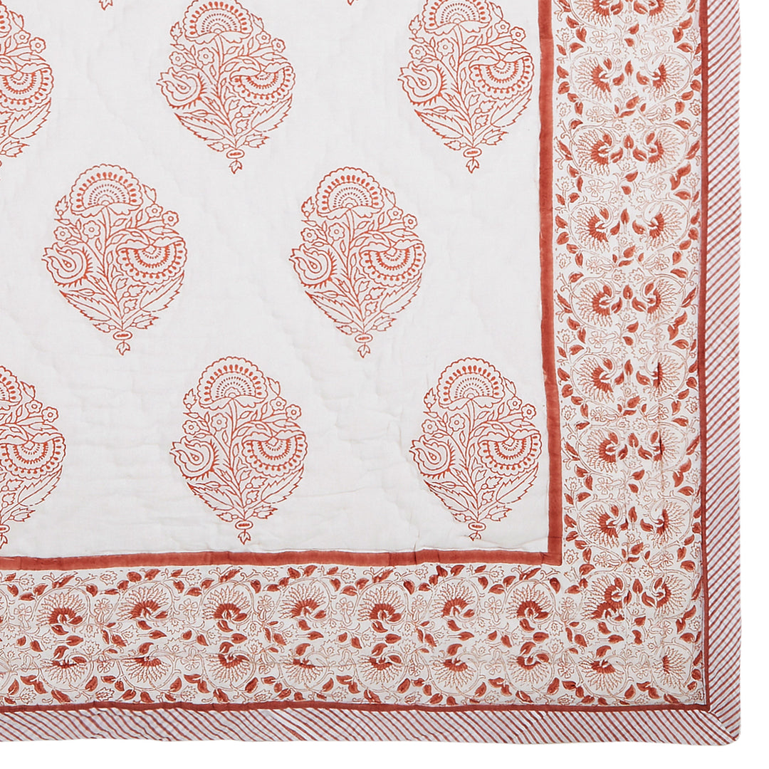 Block Printed Cotton Baby Quilt - Pink City Print