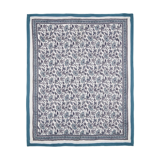 Block Printed Cotton Baby Quilt - Provence Blue Print