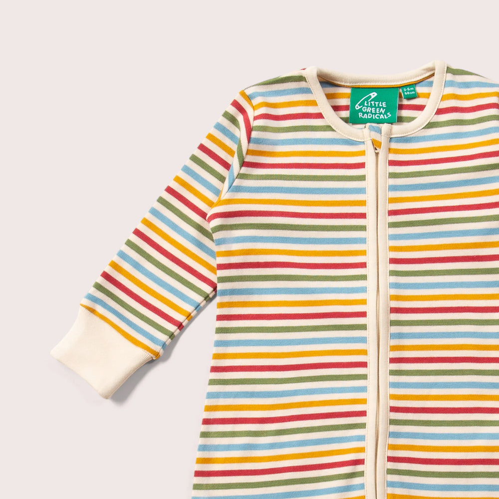 Little Green Radicals | Cream Rainbow Zip Organic Babygrow