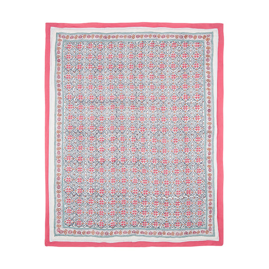 Block Printed Cotton Baby Quilt - Seminyak Pink Print