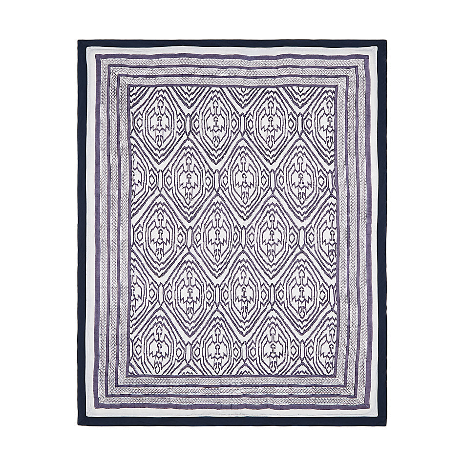 Block Printed Cotton Baby Quilt - Southside Blue Print