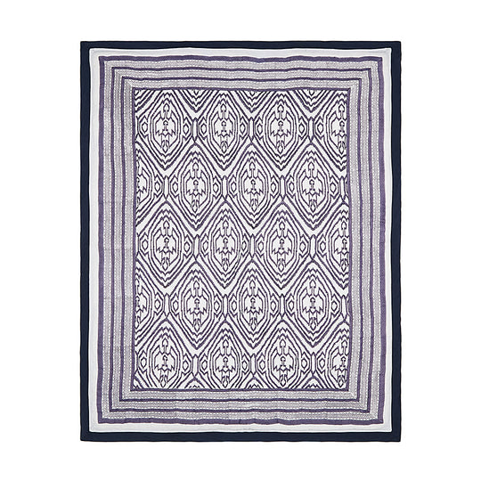 Block Printed Cotton Baby Quilt - Southside Blue Print