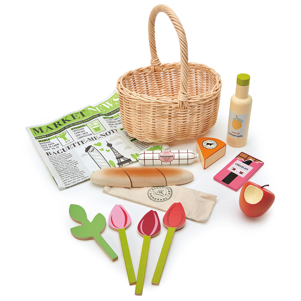 Pretend Play Wicker Shopping Basket