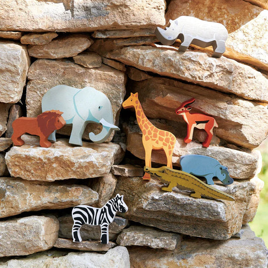 Wooden Shelf With Safari Animals