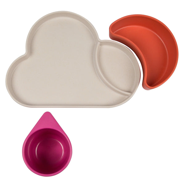 Eco Bamboo Cloud Dinner Set | Pink and Orange