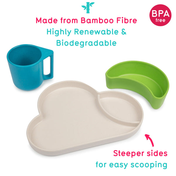 Eco Bamboo Cloud Dinner Set | Blue and Green