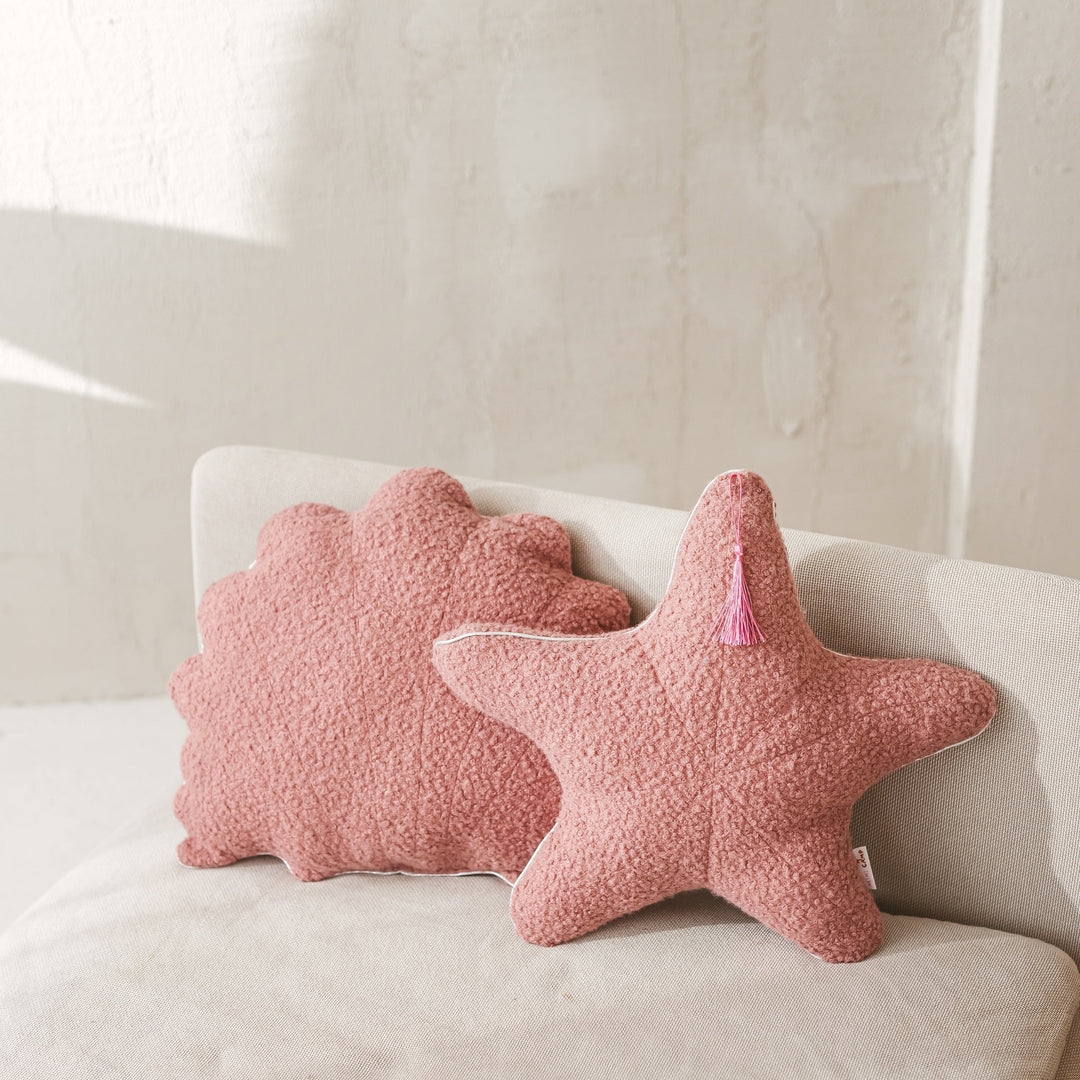 MINICAMP Boucle Seashell & Starfish Throw Pillows in Rose | Pack of 2