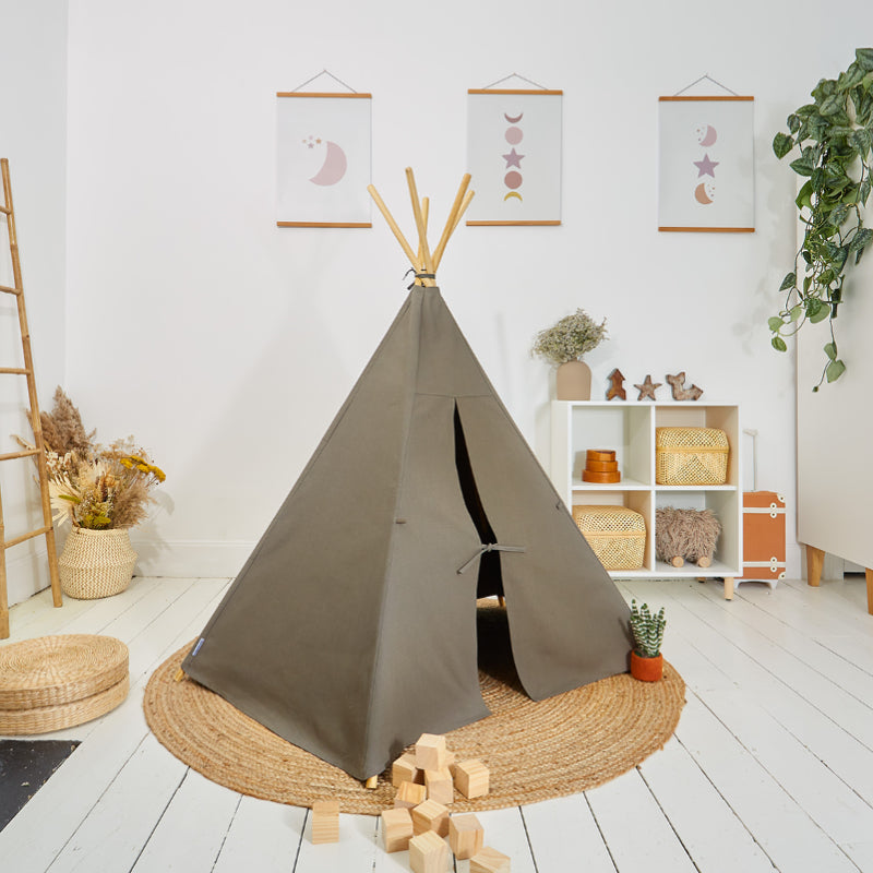 100% Cotton Canvas Ultra Anti-UV Play Teepee | Charlie - Army Green