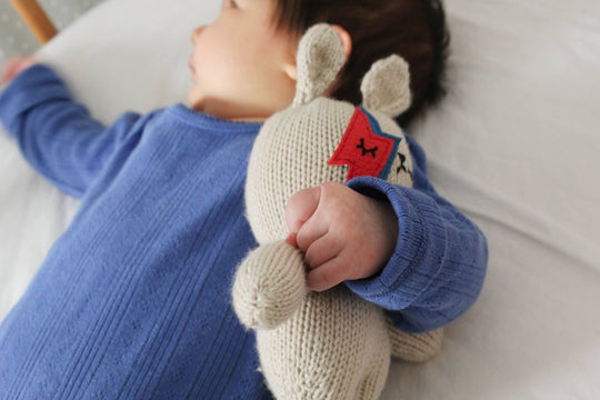 Hand-knitted Bowie Bunny Rattle