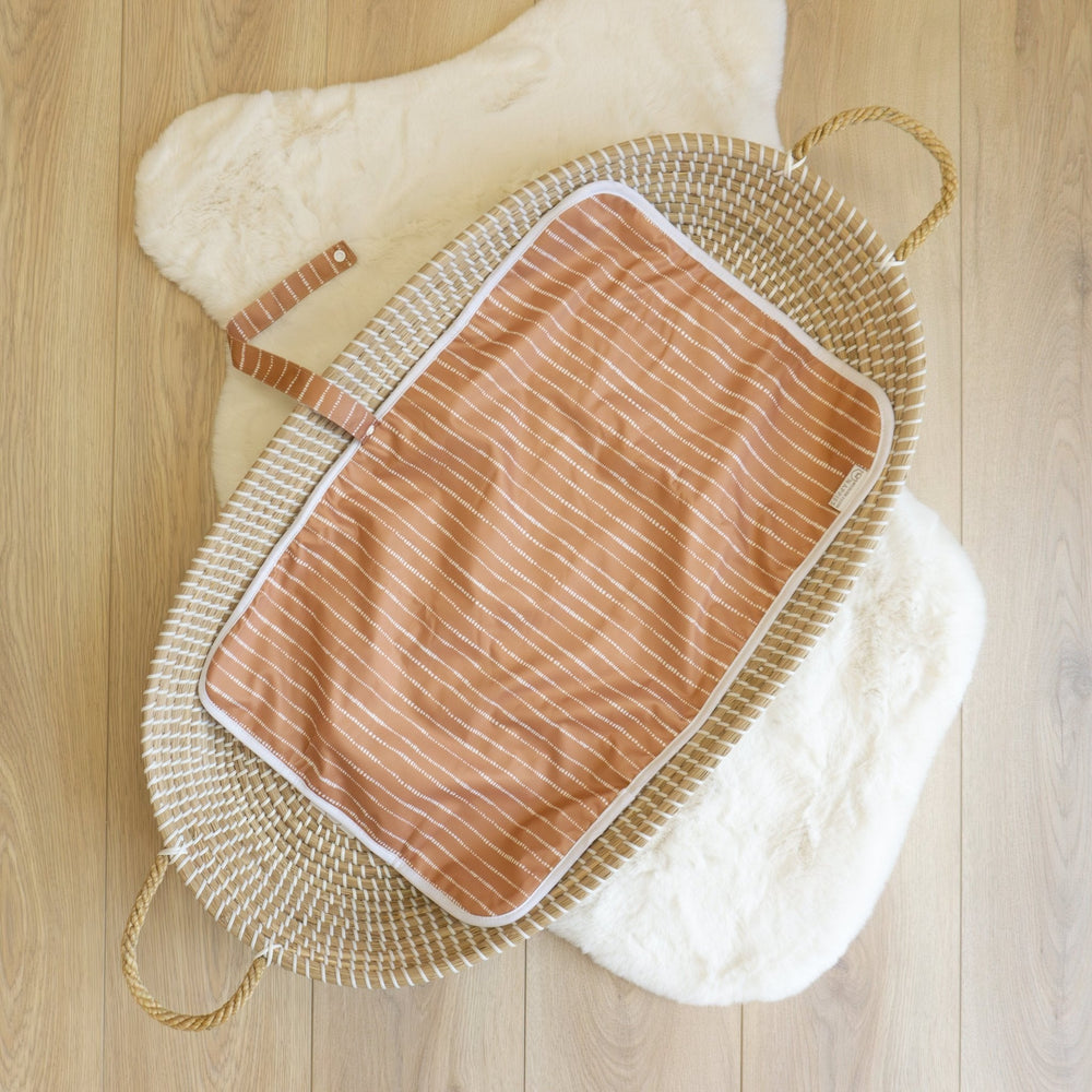 Baby Travel Changing Mat - Dune Tan with White