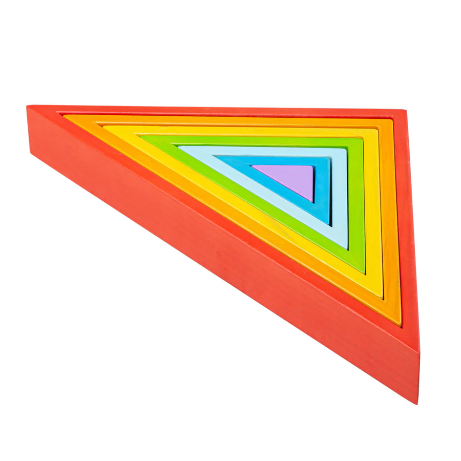 Wooden Rainbow Stacking Triangle - Moo Like a Monkey