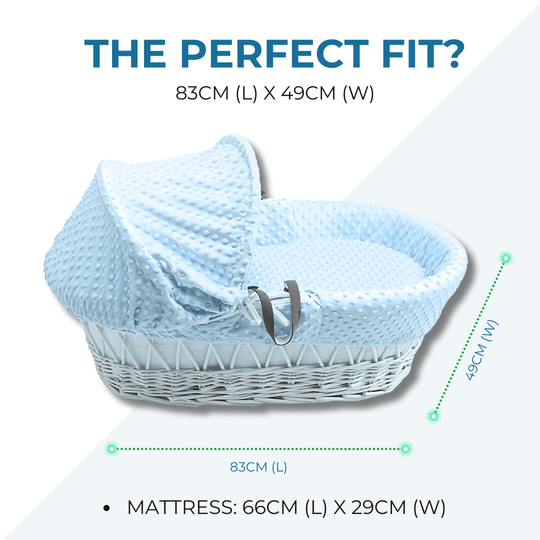White Dimple White Wicker Baby Moses Basket With Stand