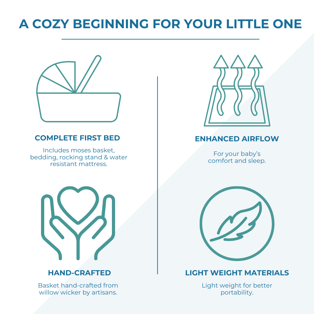 Grey Dimple Grey Wicker Baby Moses Basket With Stand