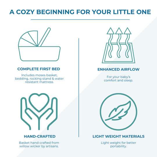 Grey Dimple White Wicker Baby Moses Basket With Stand