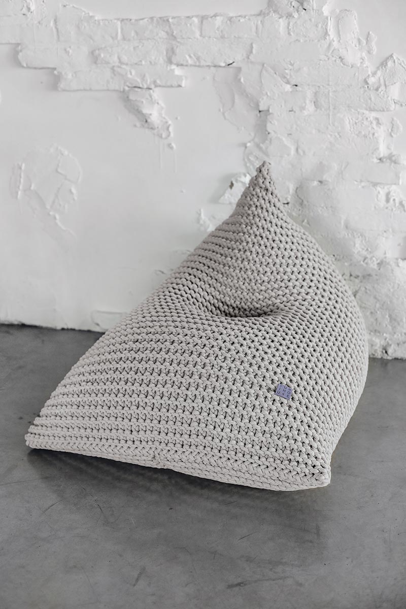 Kids Chunky Knitted Bean Bag | Light Grey