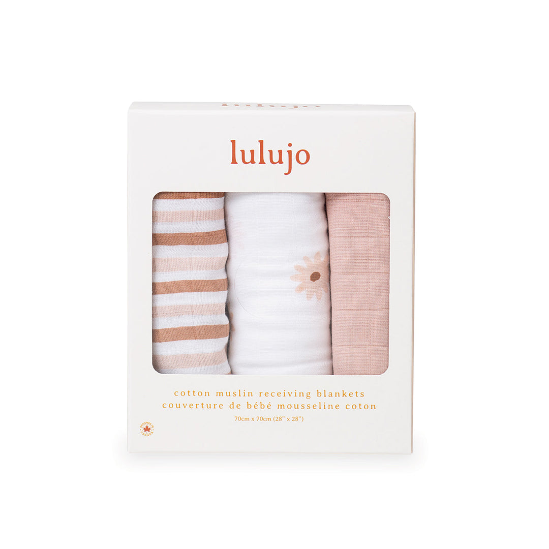 Lulujo - 3 Pack Mini Muslin Cloths - Daisies